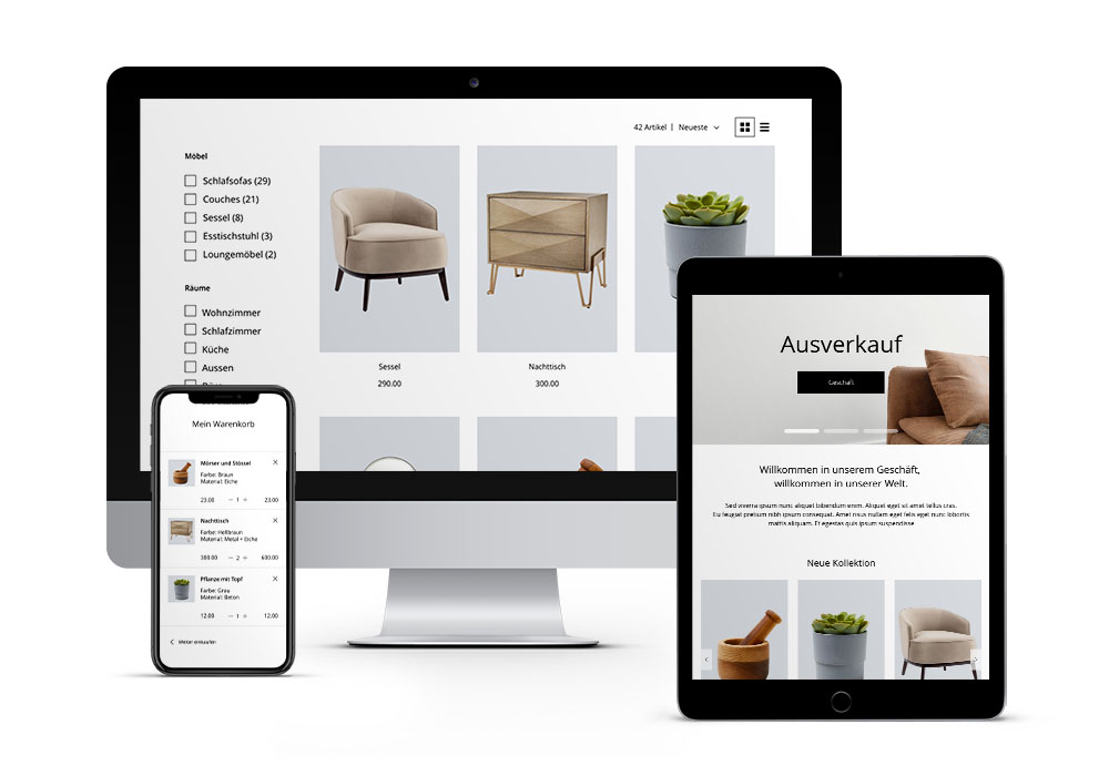 onlineshop Lightspeed Marketing auf Desktop, iPad and iPhone